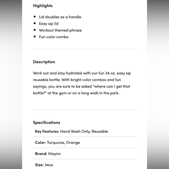 Francescas Turquoise Easy Sip Hydration Bottle Cardio is Hardio Water 34 Oz. - Picture 3 of 8